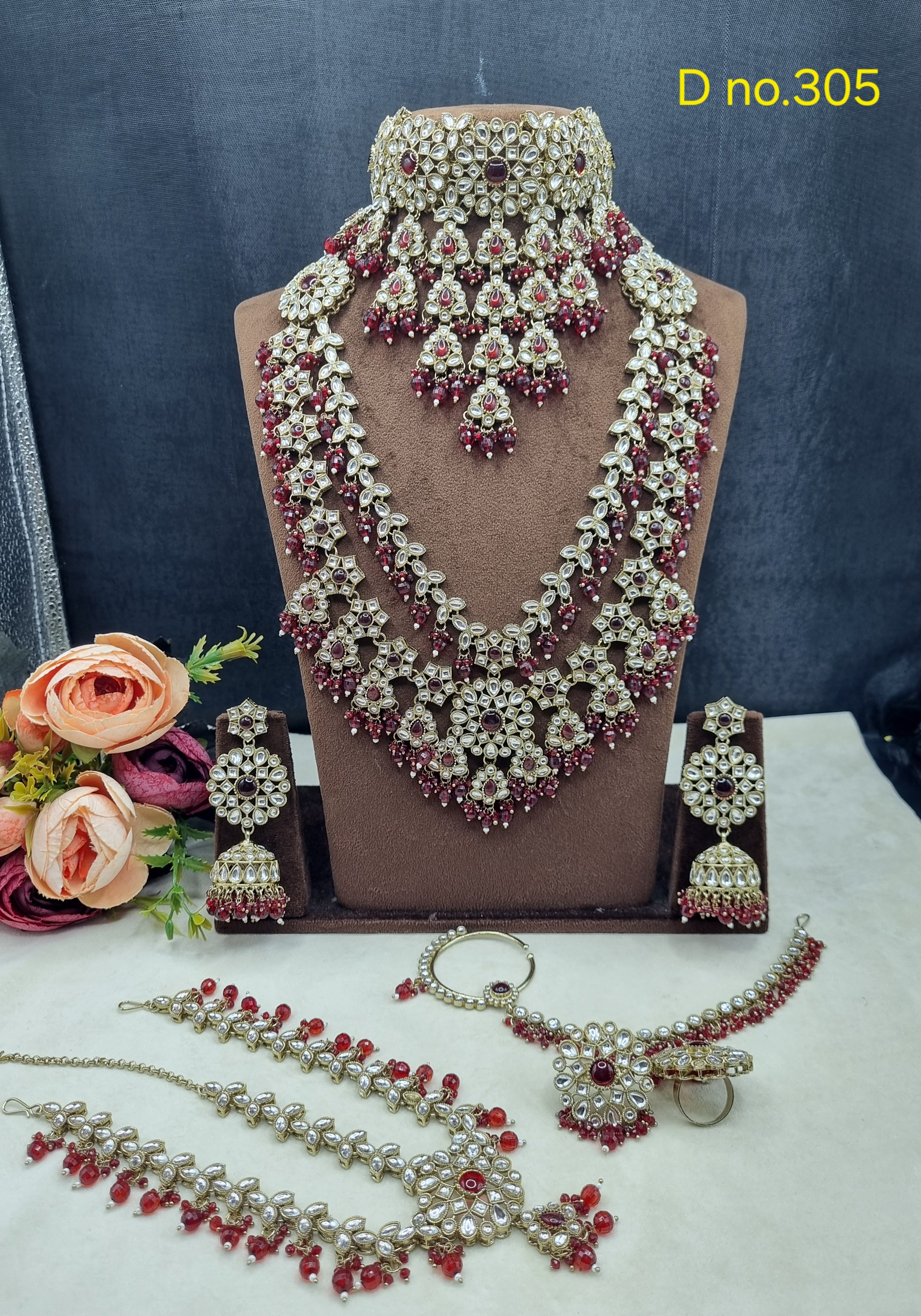 Handcrafted Grand Bridal Stone & Bead Jewelry Set